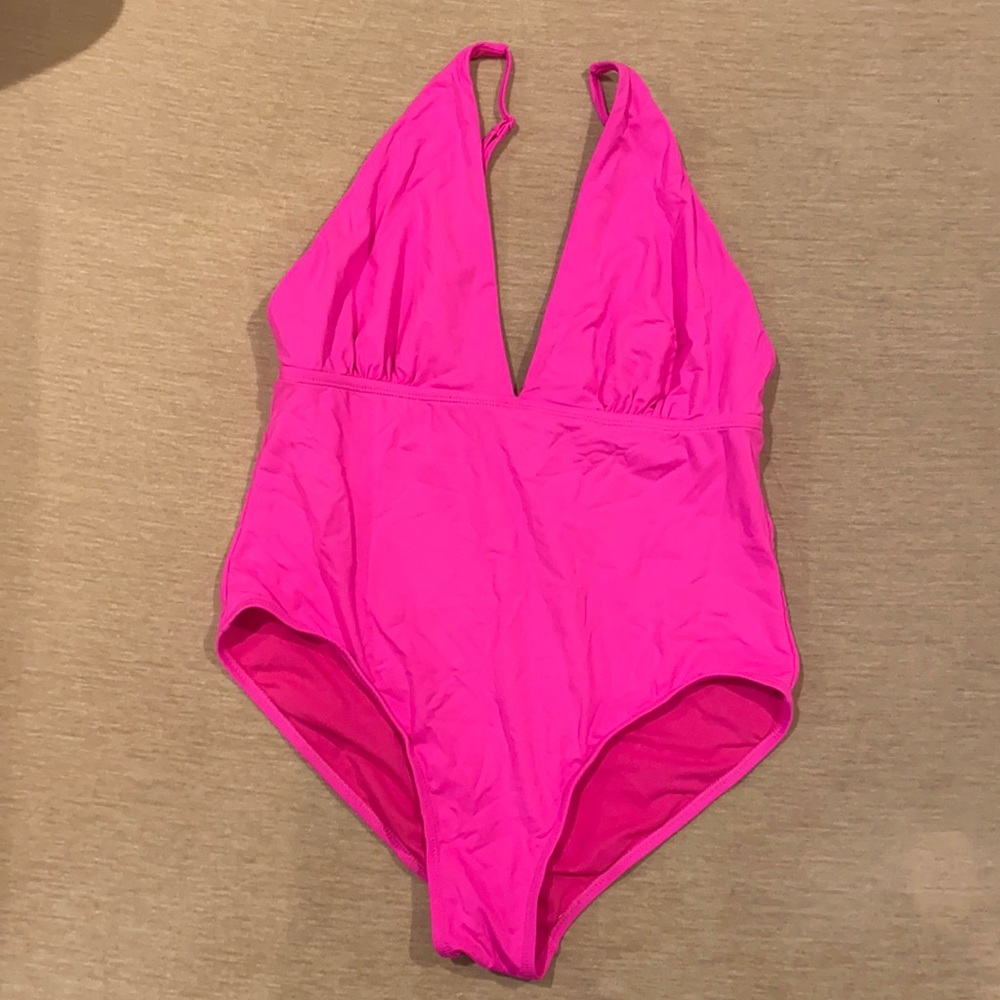 Neon pink one piece swimsuit